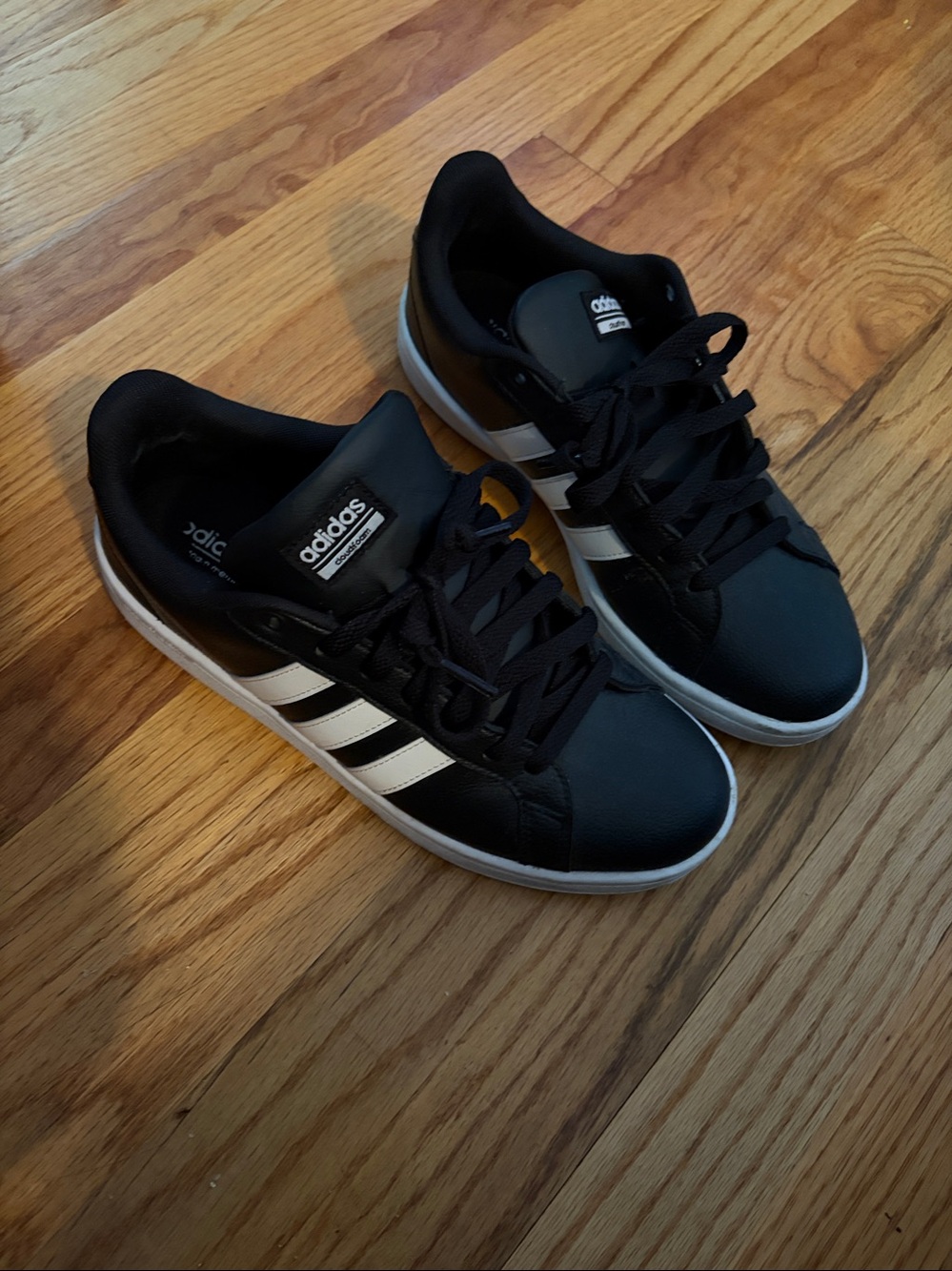 adidas Black & White Three-Stripe Cloudfoam Sneaker
